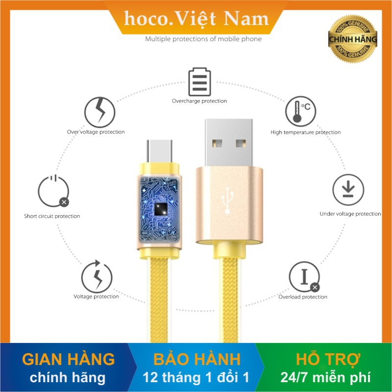 [hoco. Việt Nam] Cáp sạc HOCO UPL12 Lightning dài 1,2m có đèn LED dùng cho iPhone, iPad, iPod