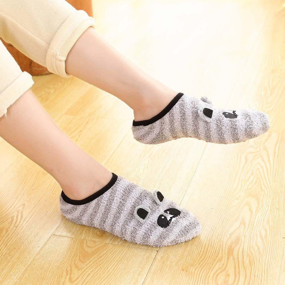 Vớ Ngủ Vải Lông Cừu San Hô Ấm Áp Không Trượt In Hình Chú Chuột 3D Cho Nữ