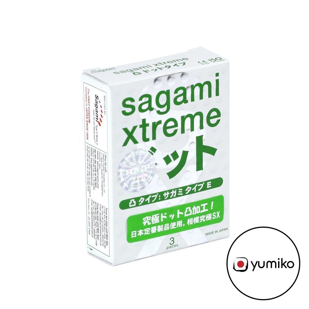 Hộp 3c Bao cao su Gai Bi SAGAMI XTREME WHITE - Xuất Xứ Nhật Bản