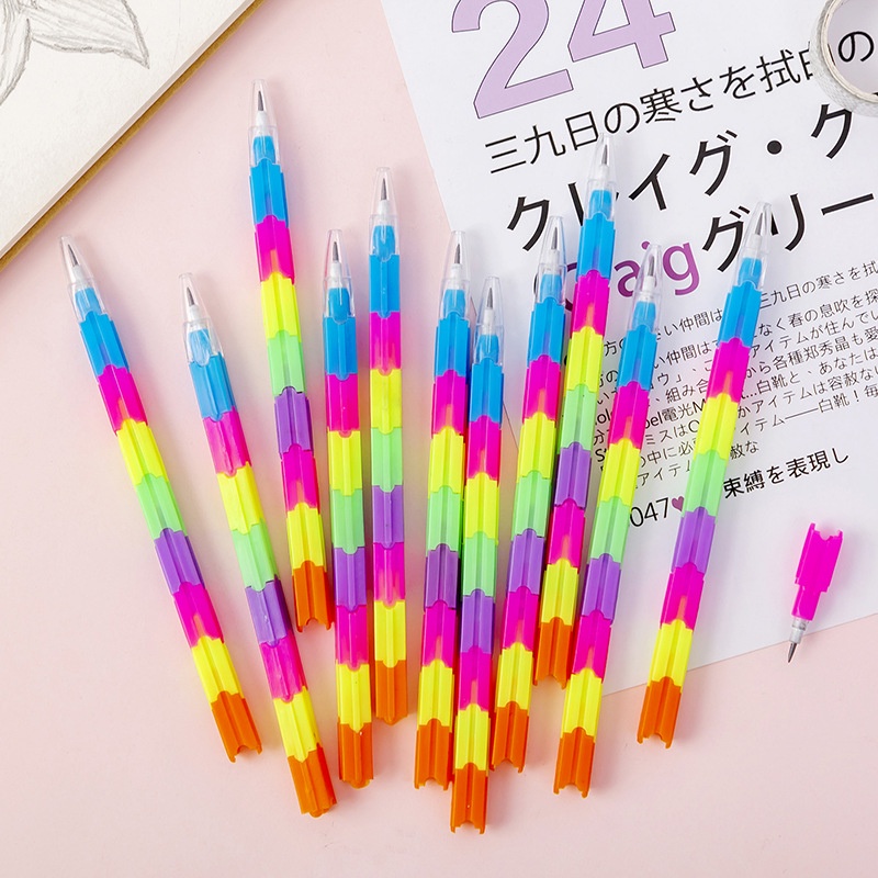 Bút chì đa chức năng dành cho sinh viên Không sử dụng Bút chì khối xây dựng Tám phần Tự do tháo rời