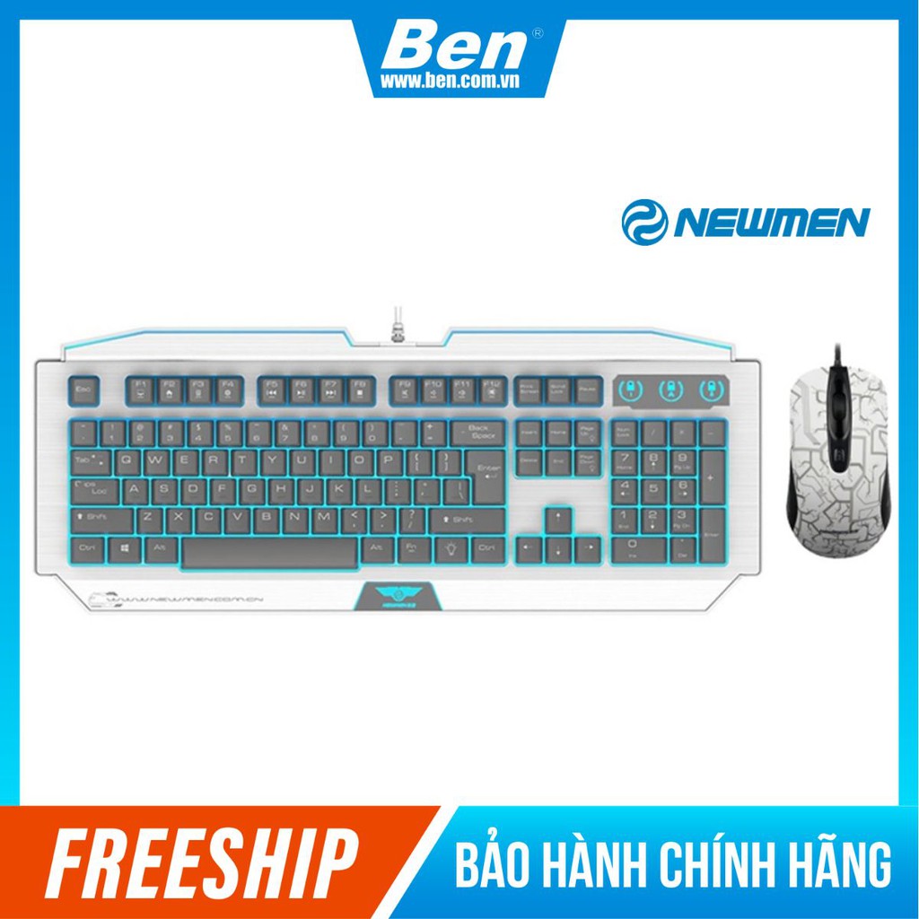 Bộ combo bàn phím bán cơ Newmen GM100 và GX1-S (Trắng ) - Hàng Chính Hãng