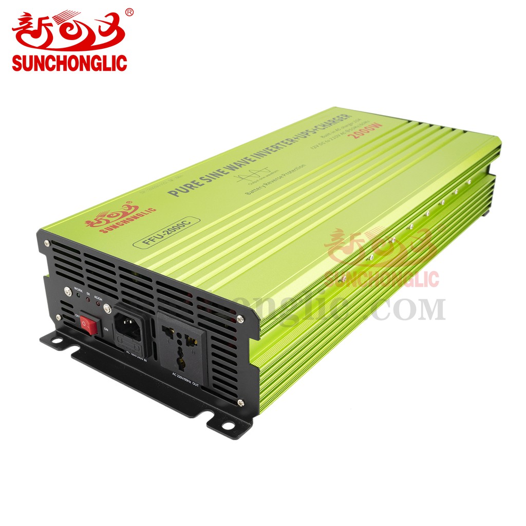 KICH ĐIỆN INVERTER 12V 2000W SIN CHUẨN 2IN1 Sạc lưới 20A Và UPS FFU-2000C Hàng Chất Lượng