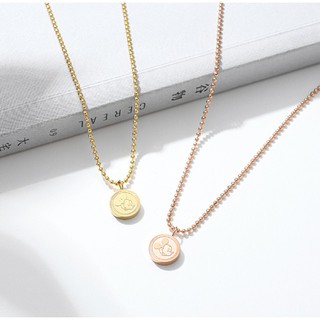 TT5798 - Dây chuyền titan bi mặt tròn mickey nhí (trắng/vàng/vàng hồng)