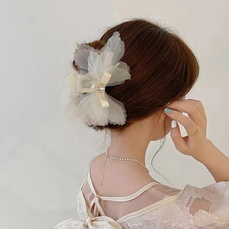 Kẹp Tóc Đính Đá Họa Tiết Hoa/Cá Mập Phối Ren Chống Trượt Thời Trang Mới Cho Nữ