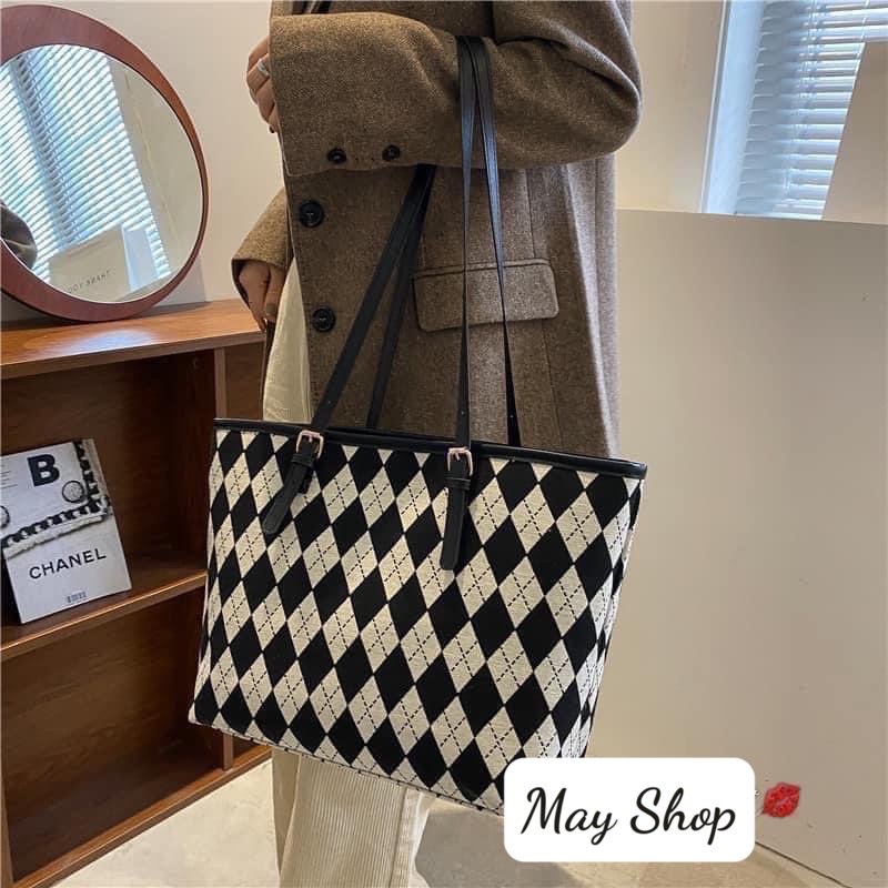 May Shop - Túi đeo vai họa tiết trám caro siêu xinh
