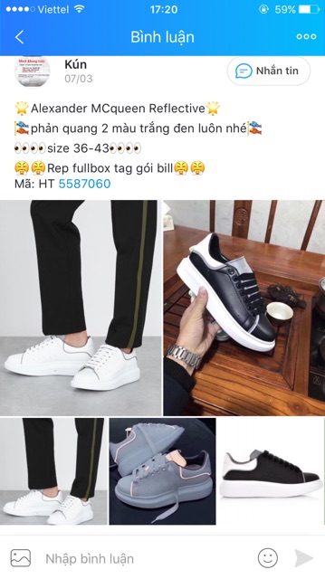 Giày Alexandee Rep fullbox tag full sz nam/nữ