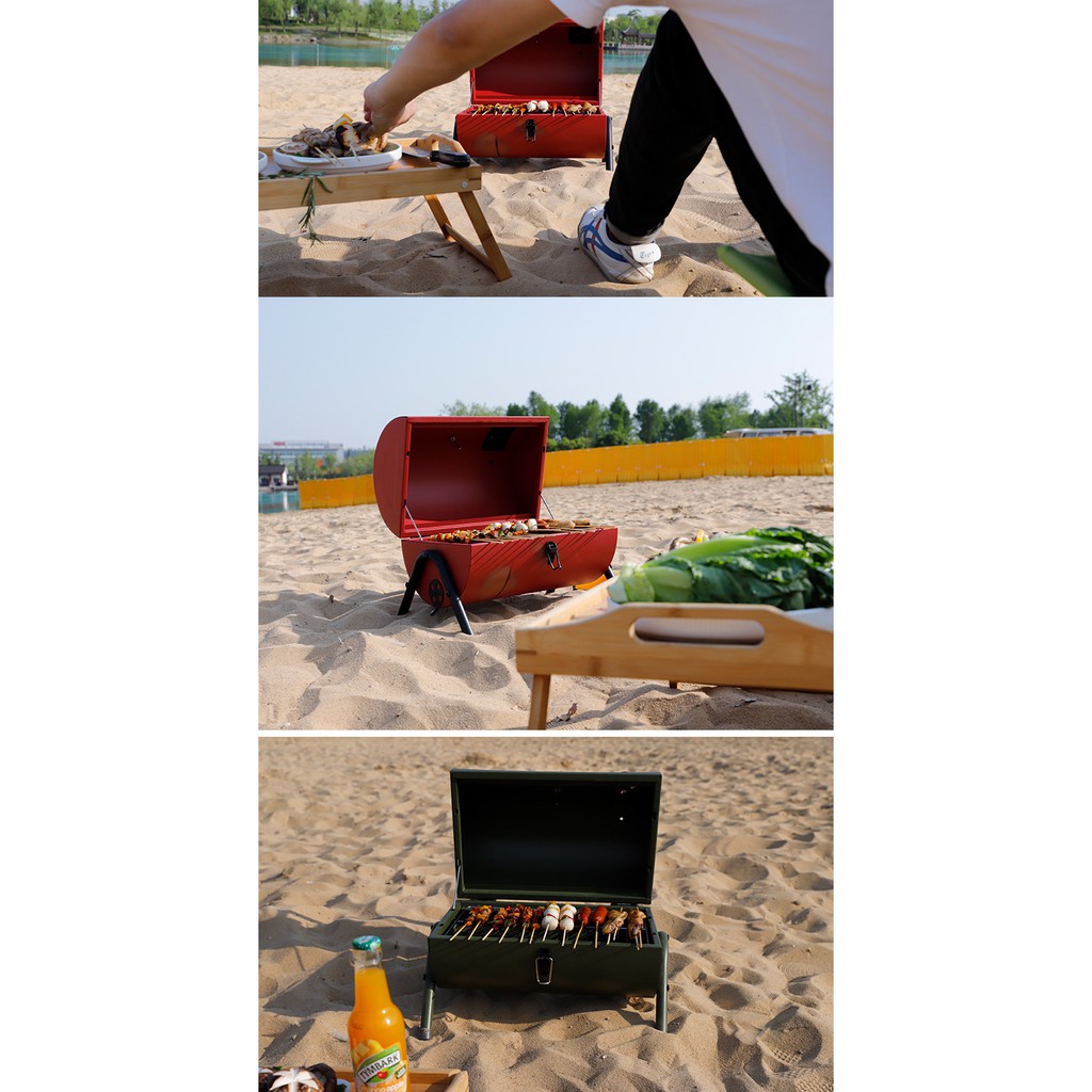 Bếp nướng than cắm trại Oven BBQ lò hun khói