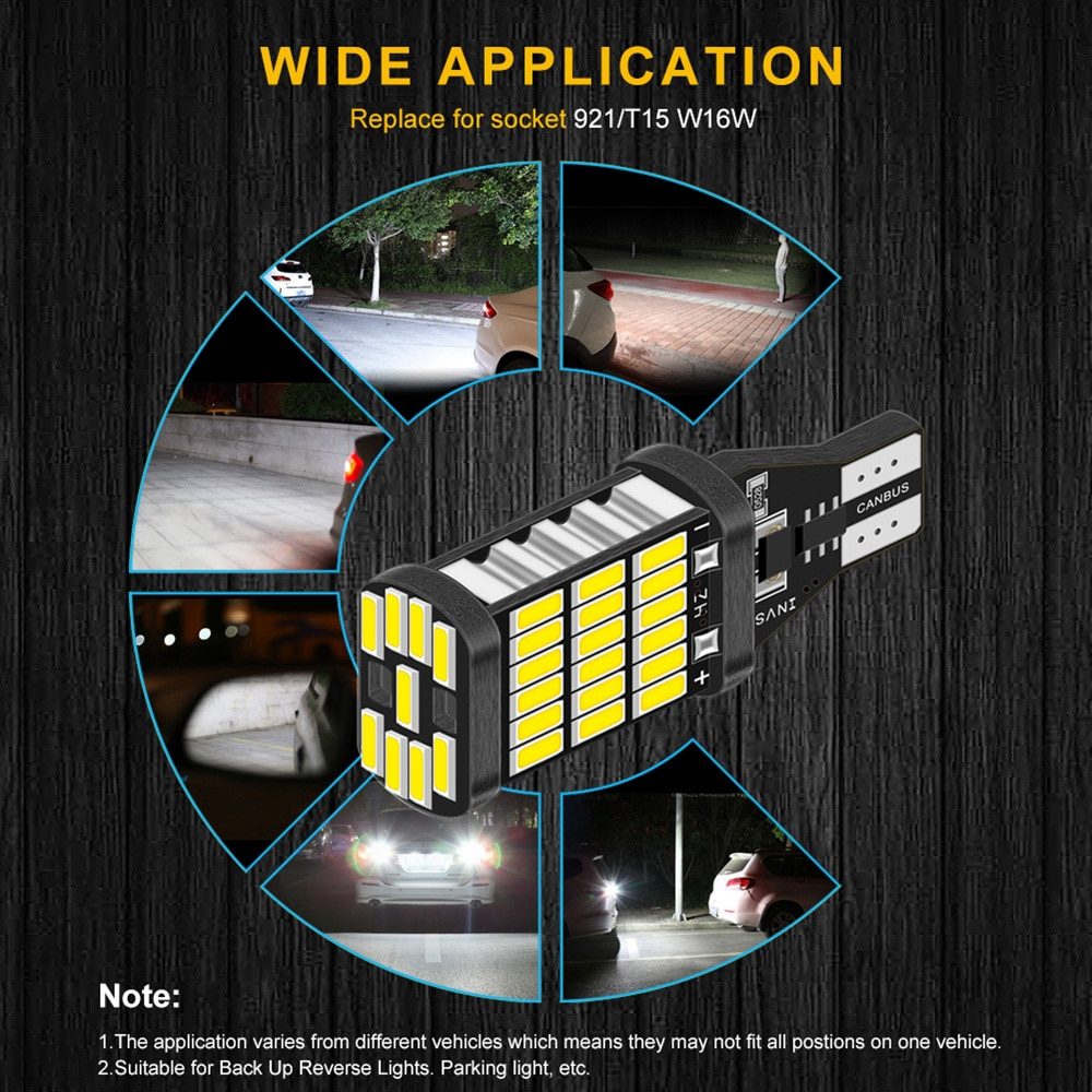 Bộ 2 đèn lùi led dự phòng T15 T16 siêu sáng 1000LM W16W / 921/912 thay thế thích hợp cho Canbus