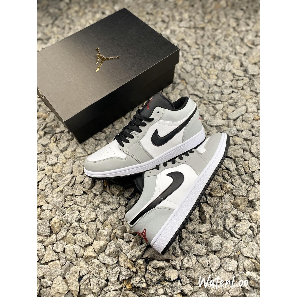 Giày Thể Thao Nam Giày Sneaker Nam Air Jordan 1 Low Light Smoke Grey Xám Trắng Cổ Thấp Waterloo Shop