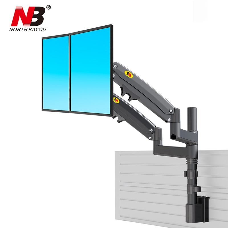 Treo màn 2 hình máy tính trên dưới M80 22-32inch, 2 màn hình 32 inch, tải trọng 12kg mỗi cánh tay, phù hợp nhà xưởng sx