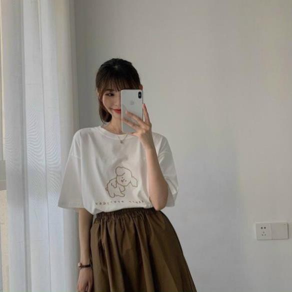 Set Bộ Áo Thun Mix  Chân Váy Nâu Cạp Chun Hàng QC Loại 1 Siêu Xinh | BigBuy360 - bigbuy360.vn
