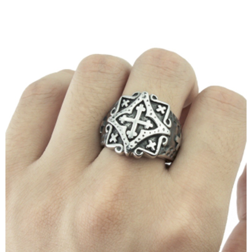 Nhẫn đeo tay mạ bạc đính đá phong cách retro cá tính