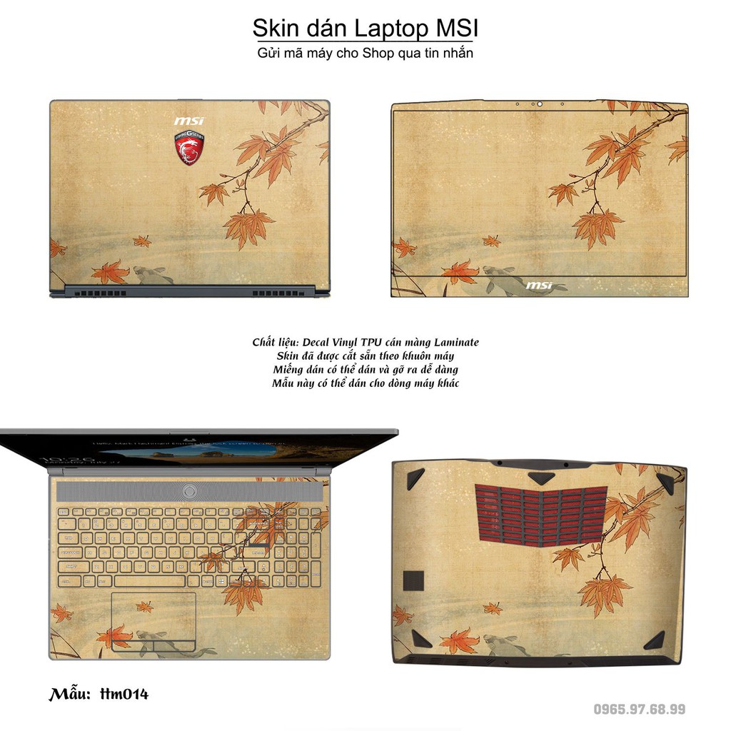 Skin dán Laptop MSI in hình Tranh thủy mặc (inbox mã máy cho Shop)