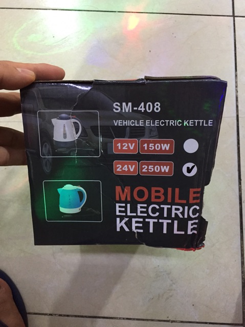 Ấm Siêu tốc ô tô loại 12v, 24v, dung tích 1 lít, đun xe oto tải, xe công, xe oto con