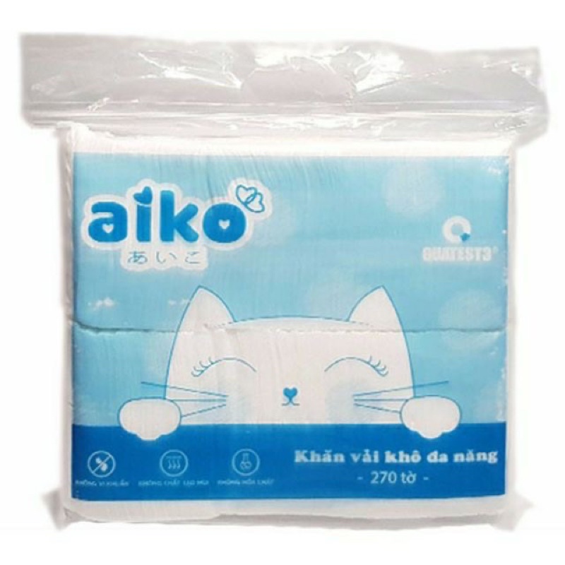 AIKO -  Khăn vải khô đa năng - Gói 270 tờ/ 300g