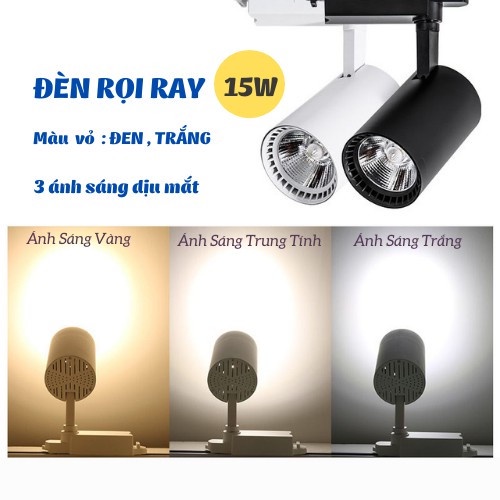 Đèn Rọi Combo 3 Đèn 1 Thanh Ray 15w Led Rọi Ray Trang Trí Shop Siêu Sáng Lux