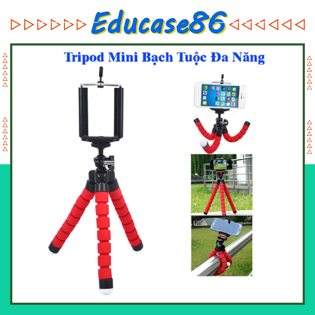 Tripod điện thoại 3 chân bạch tuộc, giá đỡ điện thoại chân bạch tuộc, kẹp điện thoại chân bạch tuộc mini Educase86