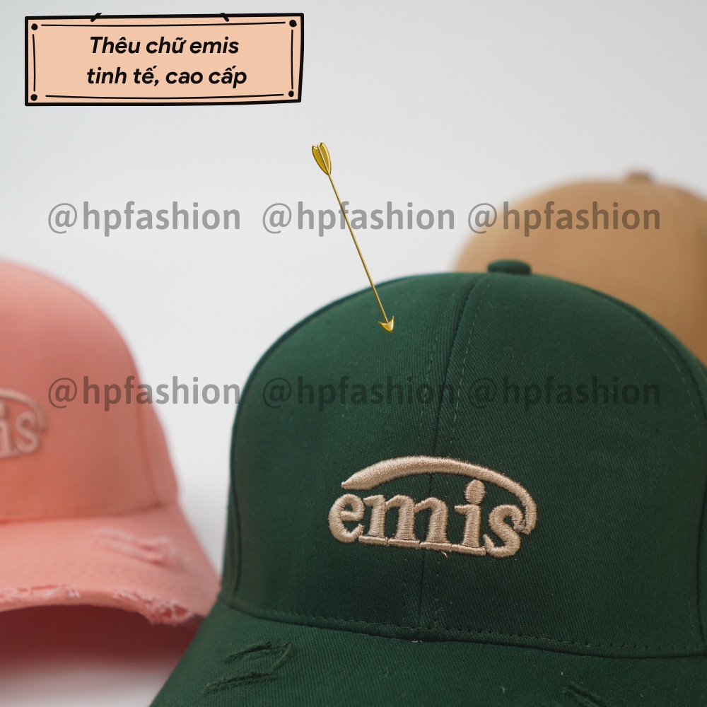 Mũ lưỡi trai ❤️ Nón kết rách thêu hình chữ EMIS chất kaki cao cấp form unisex nam nữ N75 - Happy Style