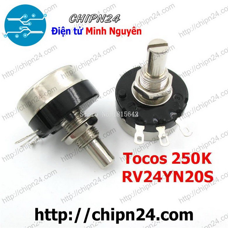 [1 CHIẾC] Biến trở Tocos RV24 250K (Chưa kèm nắp chụp) (RV24YN20S B254 254)
