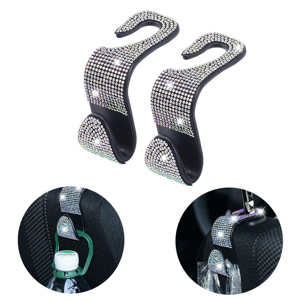MAYSHOW Bộ 2 Móc Treo Lưng Ghế Xe Hơi Đính Đá Lấp Lánh