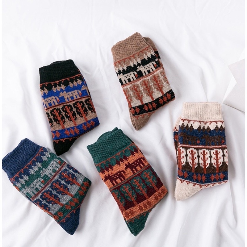 [TonaShoe] Tất Thổ Cẩm Hoạ Tiết Cây Vintage Nam Nữ M3