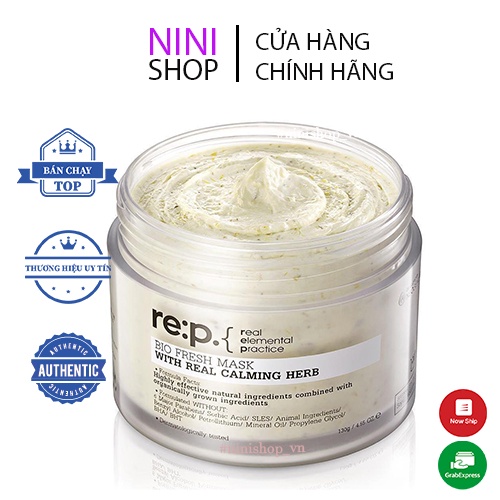 Mặt nạ đất sét giảm mụn đầu đen, thu nhỏ lỗ chân lông Re:p Bio Fresh Mask With Real Calming Herbs 130g - ninishop