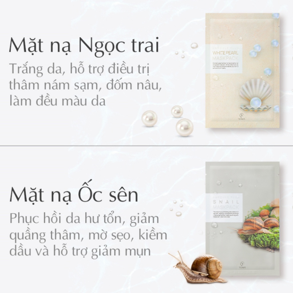 Mặt nạ tinh chất dưỡng ẩm, làm dịu da và chống lão hóa Yoma Ampoule Plus Mask 25g