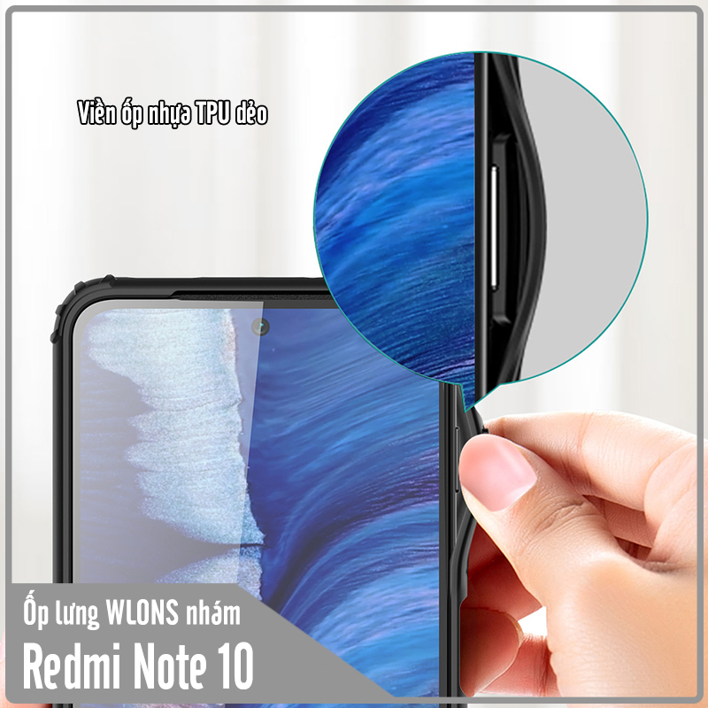 Ốp lưng chống sốc cho Xiaomi Redmi Note 10 nhám viền màu WLONS - Hàng nhập khẩu