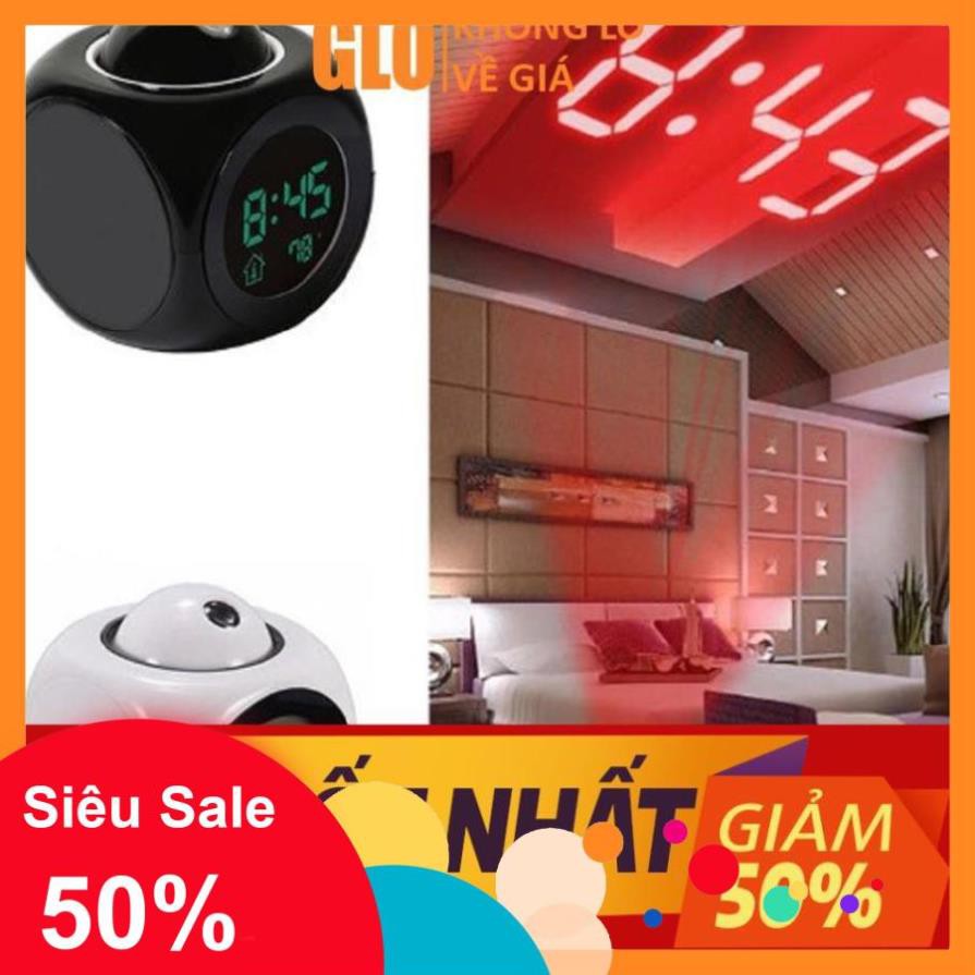Đồng Hồ Báo Thức Hiển Thị Giờ, Nhiệt Độ Có Giọng Nói, Tích Hợp Đèn Led Chiếu Lên Tường Độc Đáo