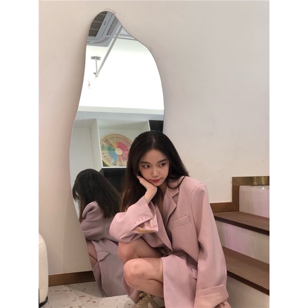 ÁO KHOÁC BLAZER MÀU HỒNG DÁNG RỘNG