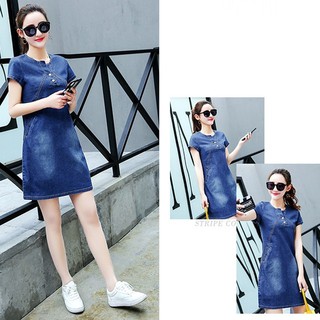 Đầm jean suông cổ V có size XXL