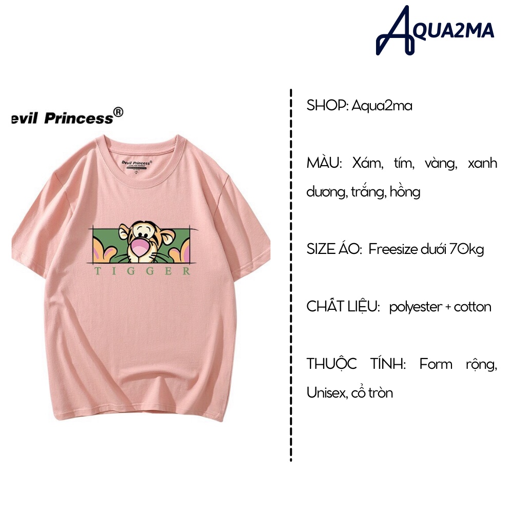 [Mã SRBACK010912 hoàn 20K xu đơn 50K] Áo form rộng Aqua2ma áo unisex Tigger Cotton rẻ đẹp freesize 40-70kg | BigBuy360 - bigbuy360.vn