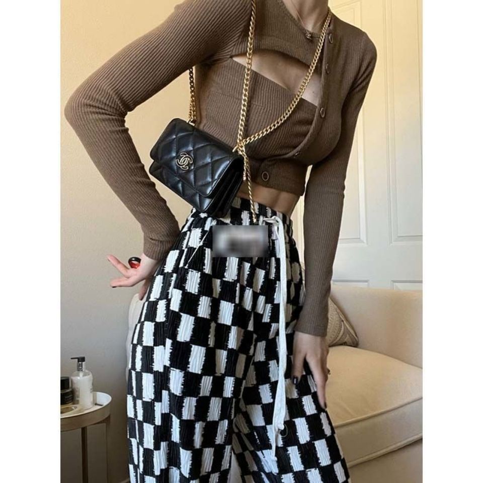 Áo Dài Tay Skinny!F &amp; X Cẩn Thận Áo Dệt Kim Ngắn Không Dây Dáng Ôm Gợi Cảm Phong Cách Mới 2022 Một Lần Desire Trần Nhà Cho Nữ