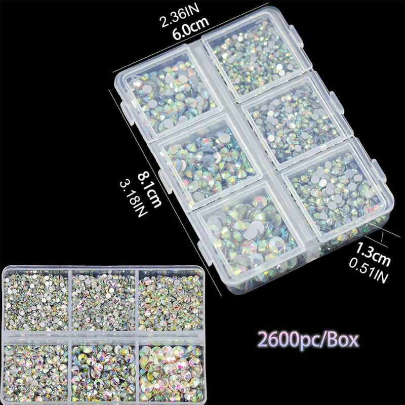 Youyo Hộp Đá Pha Lê 3D Nhiều Kích Cỡ Trang Trí Móng Tay Nghệ Thuật