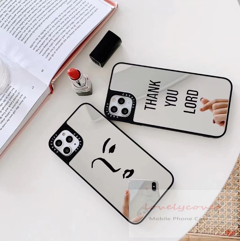 CASETIFY Art Drawing Anti-knock Case for Iphone 11 12 Mini Pro Max X XR XS Max For Iphone SE 7 8 Plus Makeup Mirror Case Protective Cover