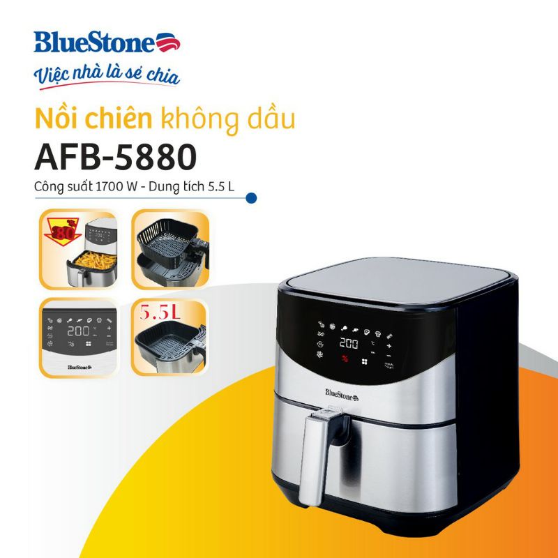 Nồi Chiên Không Dầu BlueStone AFB5880 (5.5L) Hàng Chính hãng Bảo Hành 24 Tháng