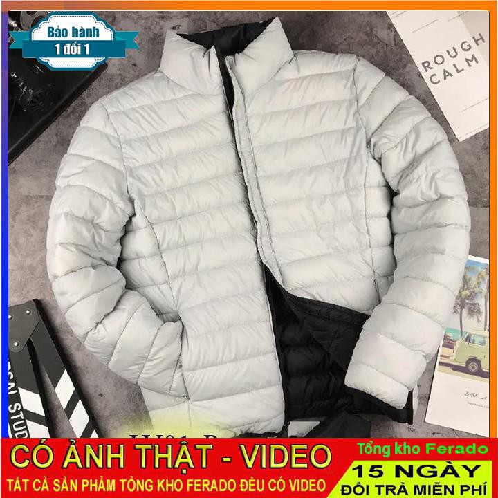 [ xả kho ] PM Áo phao nam hai mặt đen - xám LV01-B cực dày PM Fashion