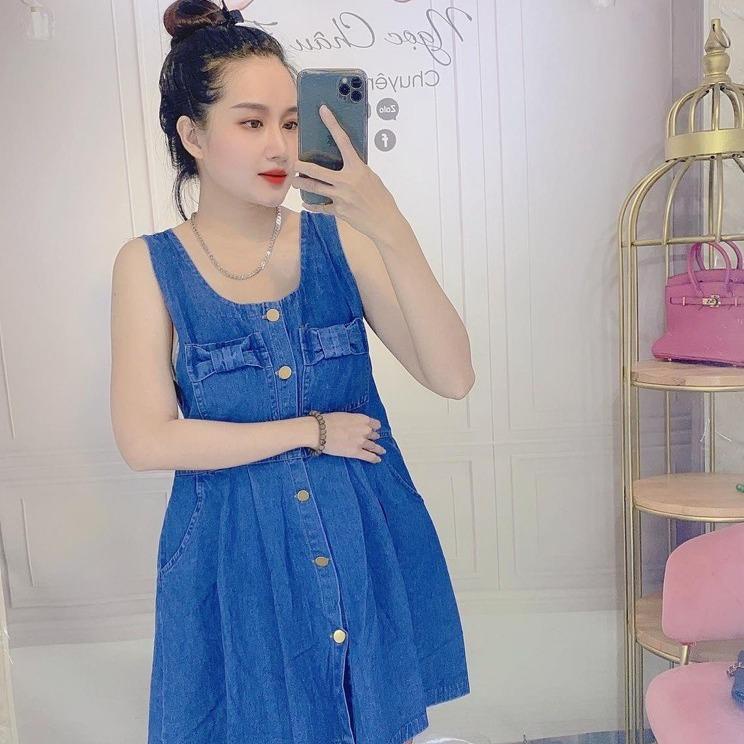 Đầm jean túi nơ