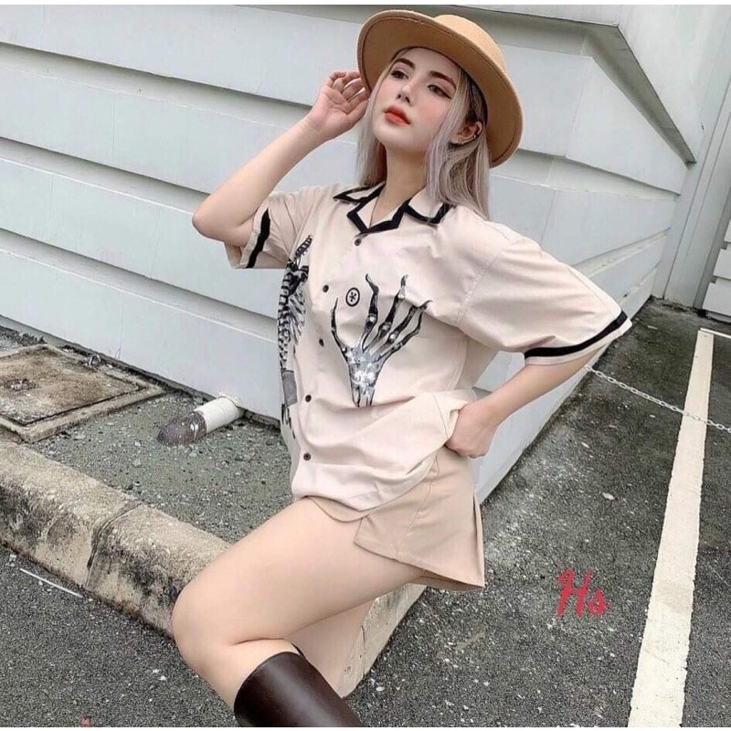 Áo sơ mi viền đen bàn tay HS6