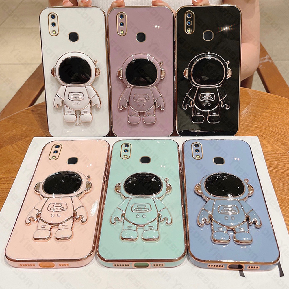 Ốp Điện Thoại Silicon Vuông Mềm Có Giá Đỡ Cho Vivo Y95 Y91 Y93 Y91C Y1S Y71 Y79 Y85 Y66 V9 V7 Plus V5 S1 Pro