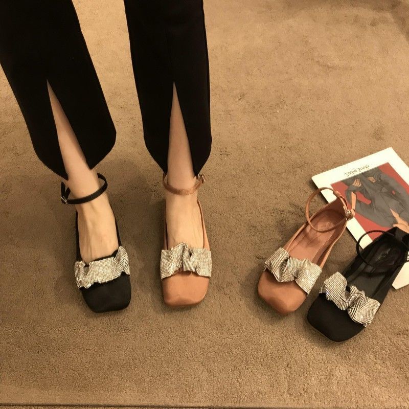 Oeteo Giày Búp Bê Đế Thấp Đính Đá Thời Trang Dành Cho Nữ