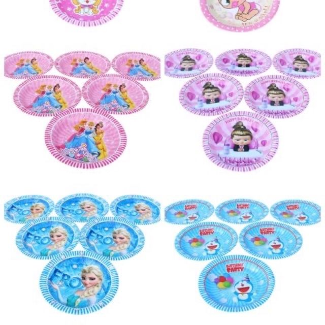 Sét 6 đĩa giấy đựng bánh kem sinh nhật