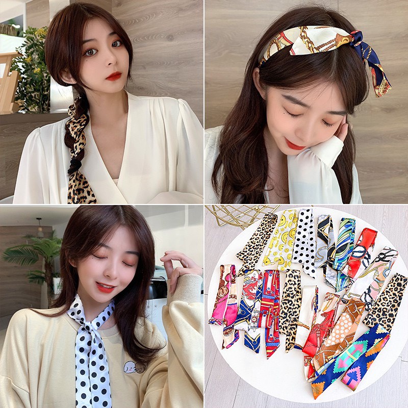 Khăn lụa Linh Store buộc tóc Turban choàng quàng cổ, Cột Tóc, quấn túi