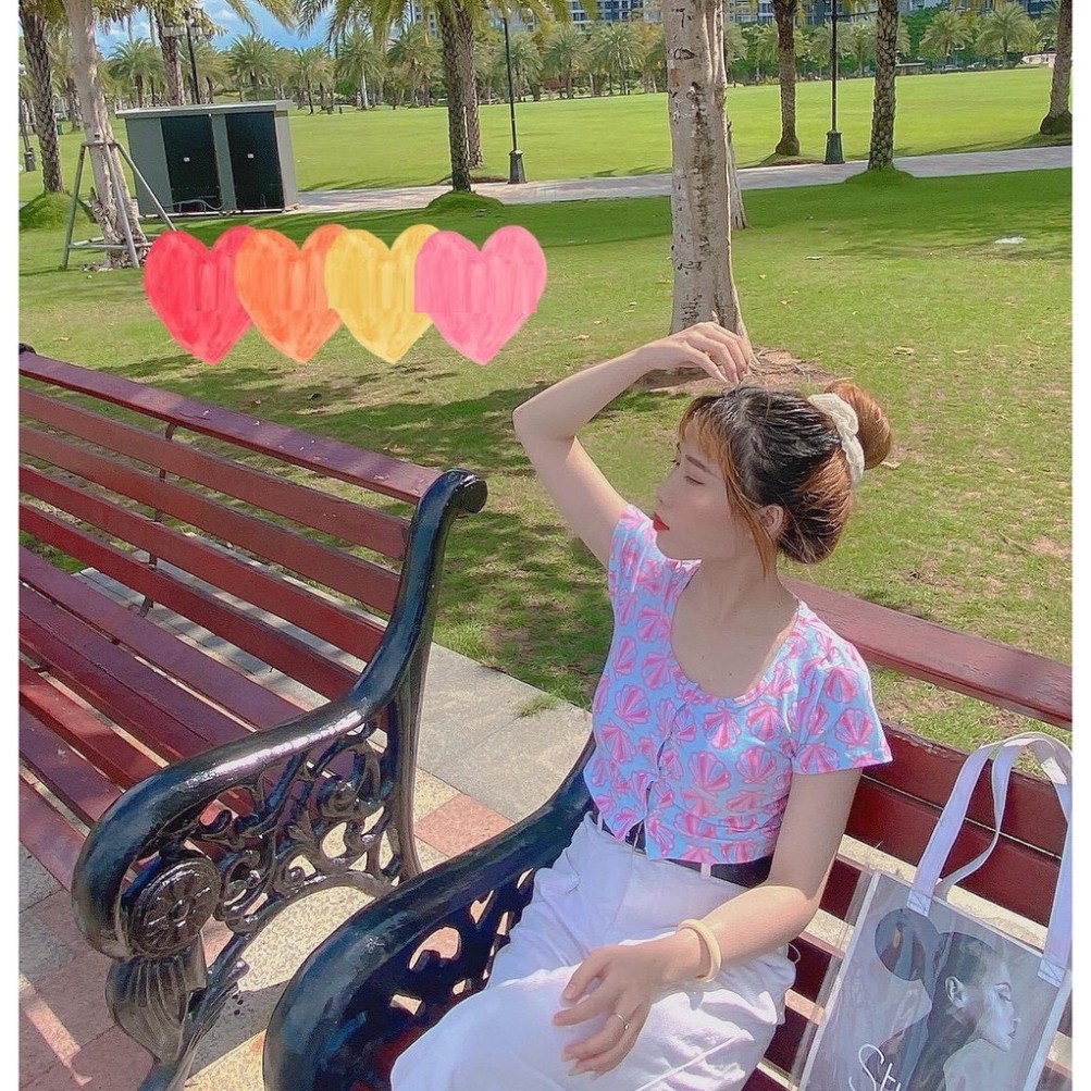 Áo thun nữ cổ phối ren xinh xắn Chất thun gân co dãn kiểu dáng Ulzzang