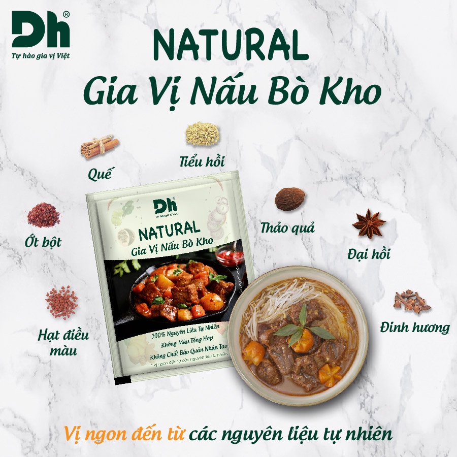 Gia Vị Nấu Bò Kho Natural Dh Foods Gói 10G - Tự hào gia vị Việt