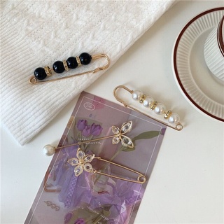 Ghim cài cố định quần áo đính đá hạt ngọc trai nhân tạo xinh xắn tiện lợi