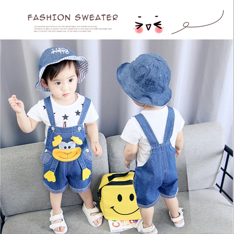 Quần Yếm Jeans Denim Ngắn Thoáng Khí Dễ Thương Dành Cho Trẻ Em