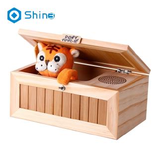 Wooden Useless Box Leave Me Alone Box Most Useless Machine Don't Touch Tiger Toy Gift with Sound Shin3