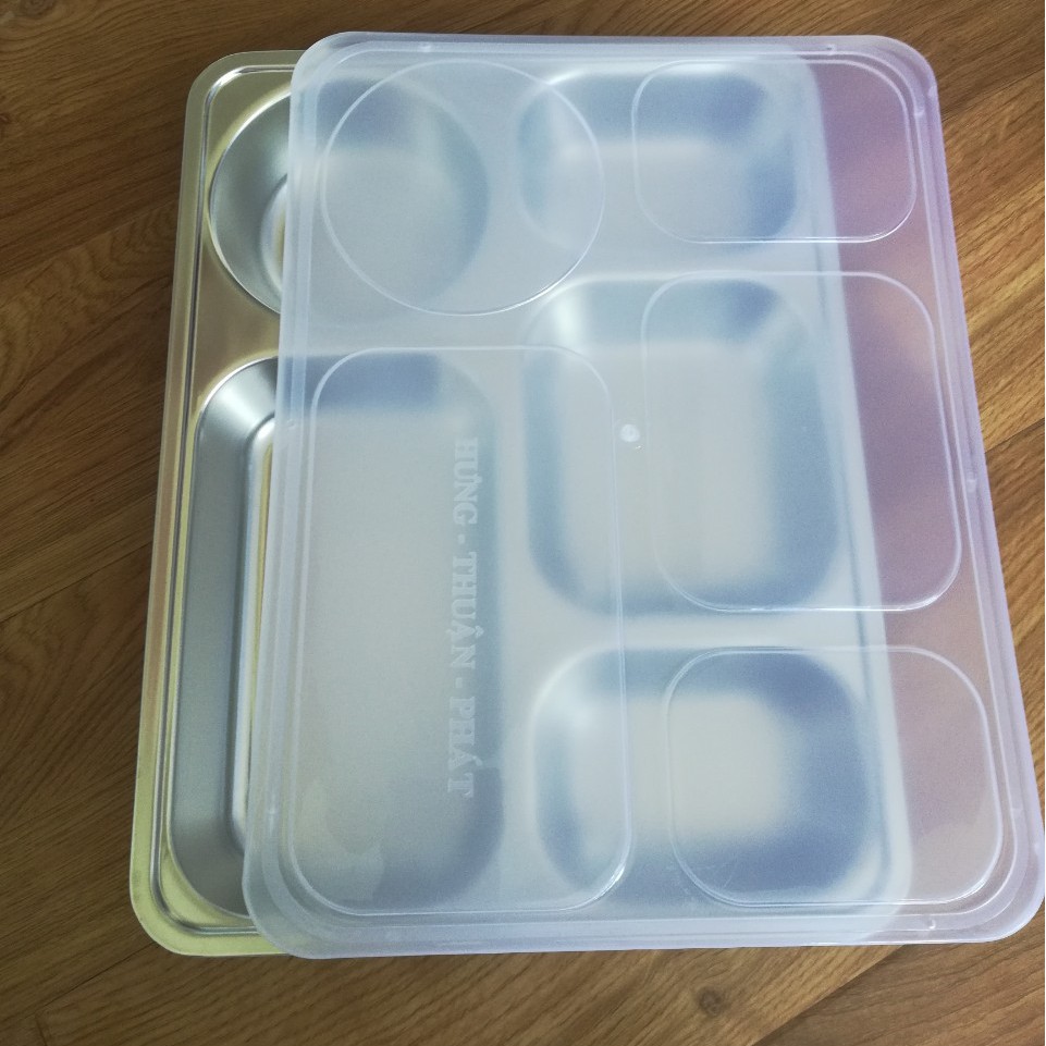 Khay Cơm Inox 5 Ngăn Sâu Có Nắp Đậy Loại Lớn
