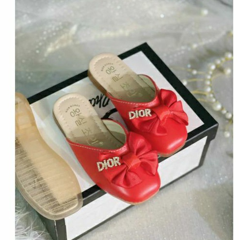 Sục trẻ em_ Giày sục nơ thời trang công chúa cho bé gái da PU mềm đế đẹp M02